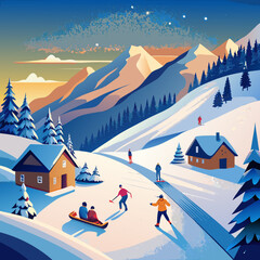 Winter Wonderland Skiing and Snow Fun in the Mountains.