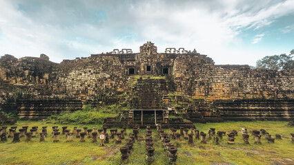 Ancient Baphuon Pyramid With Causeway Columns, Angkor Thom, Cambodia