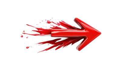Dynamic Red Paint Arrows on Transparent Background