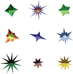 Collection of Colorful Star Illustrations on White Background Graphic Elements