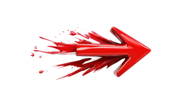 Dynamic Red Paint Arrows on Transparent Background