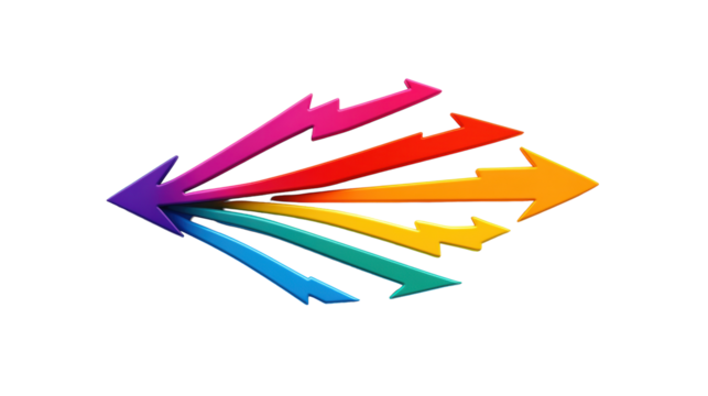 Colorful Arrows Overlapping on Clear Background