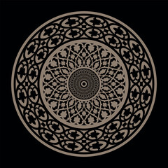 Ethnic decorative element. Islam, Arabic, Indian, ottoman, egyptian, assyrian motifs. Circle european border. Vintage, ethnic frame with arabesques EPS. Pattern frame for textiles, embroidery, plate