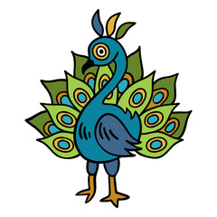 India peacock illustration