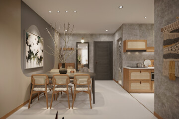 3d render luxury home interior