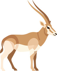 Stylized illustration of a tan antelope with long straight horns on a white background