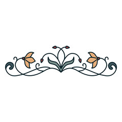 Art nouveau ornament horizontal thin flat