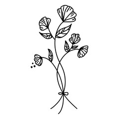 Flowers leaves drawing stroke