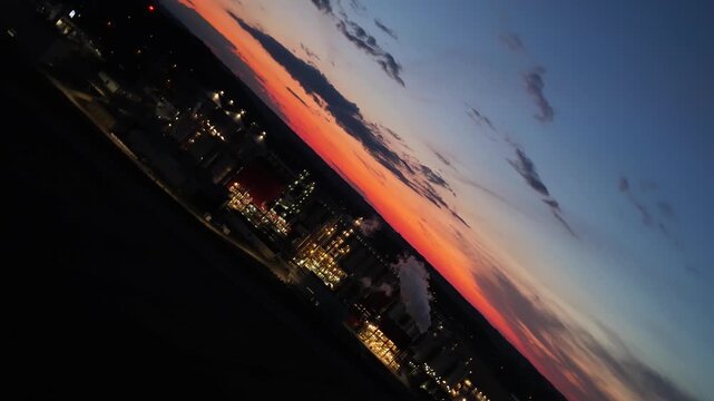 Aerial drone view of methanol and ethanol factory plant. Bioagra Goswinowice Ethanol Production Plant located near Nysa in Poland. Polish producer of bioethanol and ethanol produced from corn grain