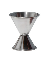 Double-sided stainless steel jigger to measure ingredients in cocktail drinks