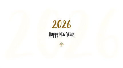 Festive 2026 happy new year greeting with sparkling gold and black typography