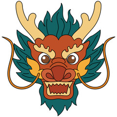 Illustration of a Chinese Dragon Head