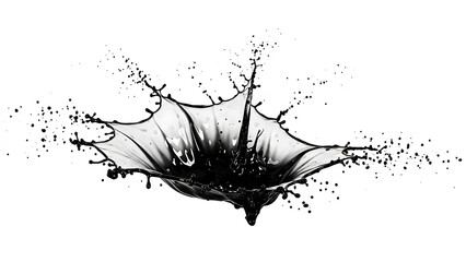 Fototapeta premium Black liquid splash frozen in time isolated on white background
