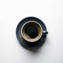 Hot black coffee on white surface