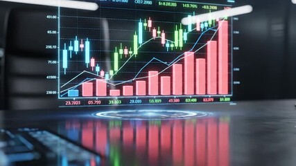 Stock market analysis with futuristic graphs - Powered by Adobe