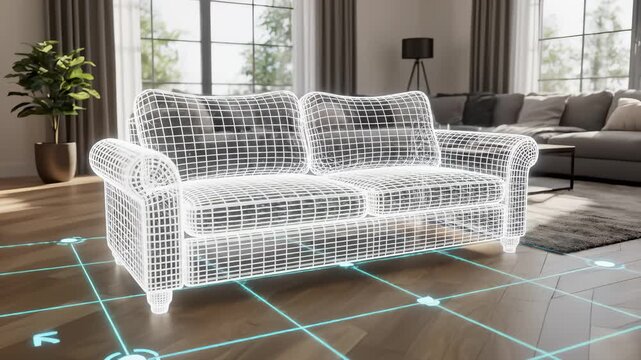 Sofa Frame Appears in Living Room Using Augmented Reality