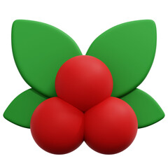 3D Berry Leaf Christmas Icon