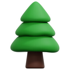 3D Green Christmas Pine Tree Icon