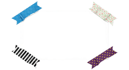 Decorative Frame with Washi Tape Ribbons isolated PNG with Transparent Background