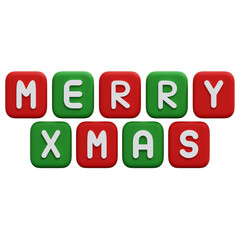 3D Merry Xmas Block Text Icon