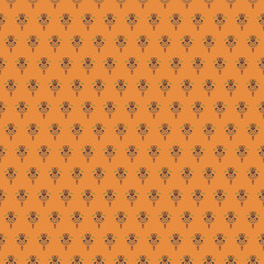 Seamless pattern with vertical columns of ornate Art Nouveau medallions with scrolling flourishes Design reflects elegant decorative Art Nouveau aesthetic Vector illustration