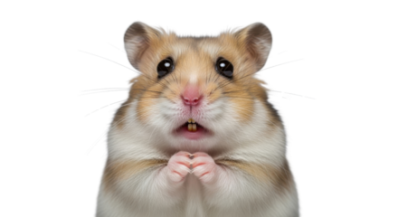 Hamster close-up portrait looking at camera isolated PNG with Transparent Background