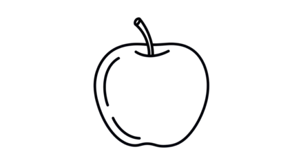 Apple outline drawing vector illustration isolated PNG with Transparent Background
