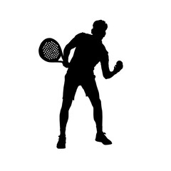 Silhouette of tennis player celebrating a point during a match
