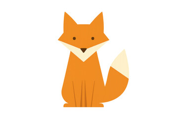 Naklejka premium Orange cartoon fox vector illustration sitting and looking straight ahead on transparent background, cute animal design