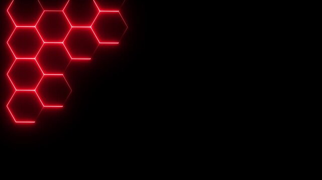 abstract neon lines technology background with hexagon pattern .4K video motion graphic animation.