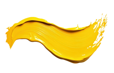Shiny yellow liquid brush strokes PNG, isolated on transparent background.
