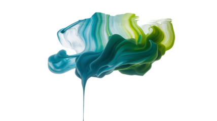 Vibrant Paint Cloud With A Combination Of Turquoise And Green Tones Forming A Unique Design Underwater Isolated On Transparent Background