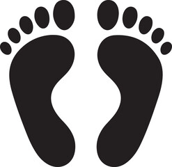 Black footprints isolated on white background simple vector illustration