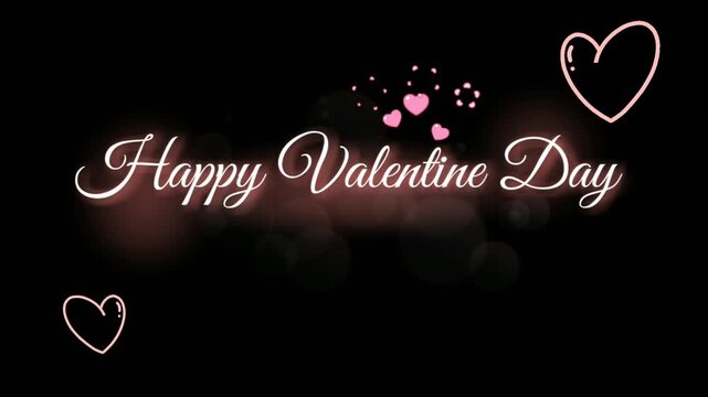 Pink Neon Led " Happy Valentine Day", Black 4K Video Digital Valentine Greeting Card to express your love .
