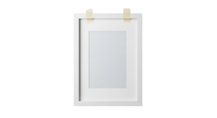 White picture frame with tape isolated PNG with Transparent Background