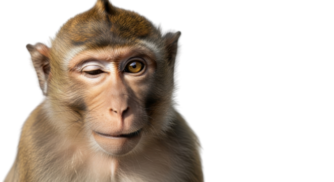 Monkey winking at the camera isolated PNG with Transparent Background - Powered by Adobe