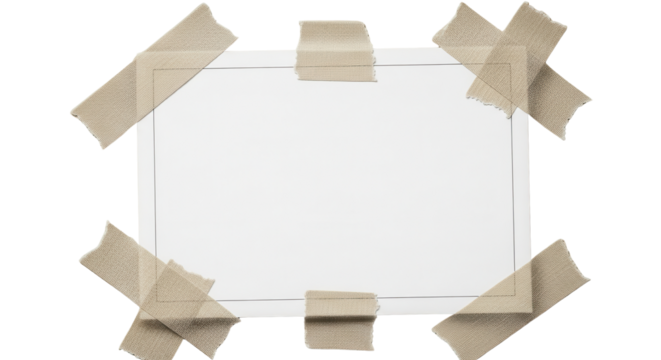 Blank card with tape isolated PNG with Transparent Background