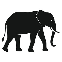 Bold clean silhouette of an elephant walking in vector art