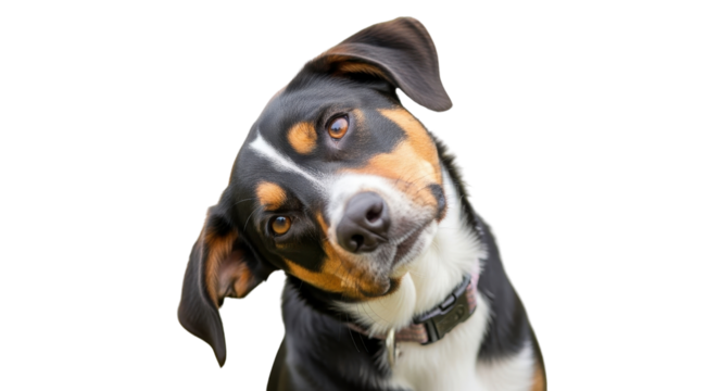 Appenzeller Sennenhund dog tilting its head isolated PNG with Transparent Background