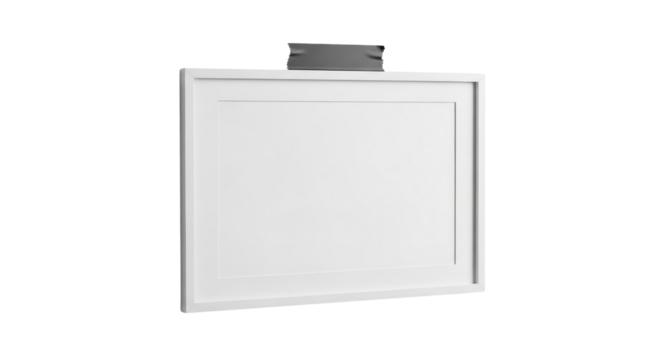 Blank whiteboard with silver marker holder isolated PNG with Transparent Background