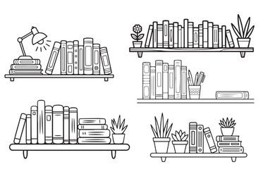 bookshelf design for home silhouette clipart