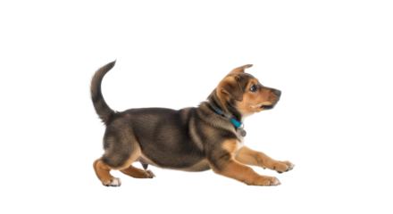 Puppy running fast isolated PNG with Transparent Background