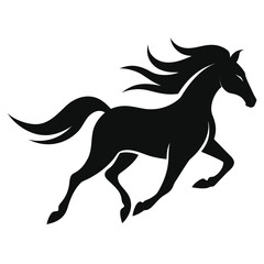 Dynamic silhouette of a running horse in motion