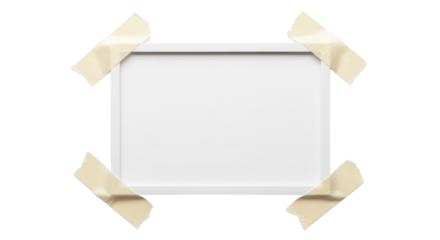 Blank picture frame taped to the wall isolated PNG with Transparent Background