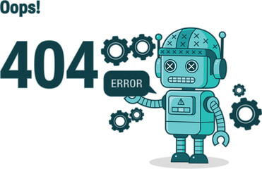 Cute Teal Robot Character Vector Illustration Displaying 