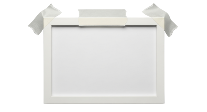 Blank frame with tape, ready for custom messaging isolated PNG with Transparent Background - Powered by Adobe