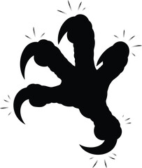Black bird claw silhouette with sharp talons