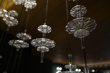 Festive shop windows adorned with sparkling Christmas decorations and lights during the holiday...