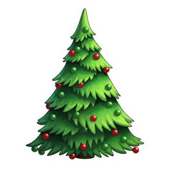 Fototapeta premium Decorated christmas tree isolated on transparent background