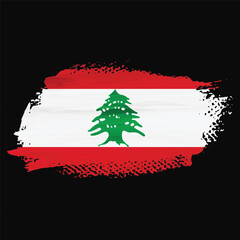 Lebanon Flag Brush Stroke - Grunge Style Paint Splatter on Black Background - Artistic Vector Illustration.